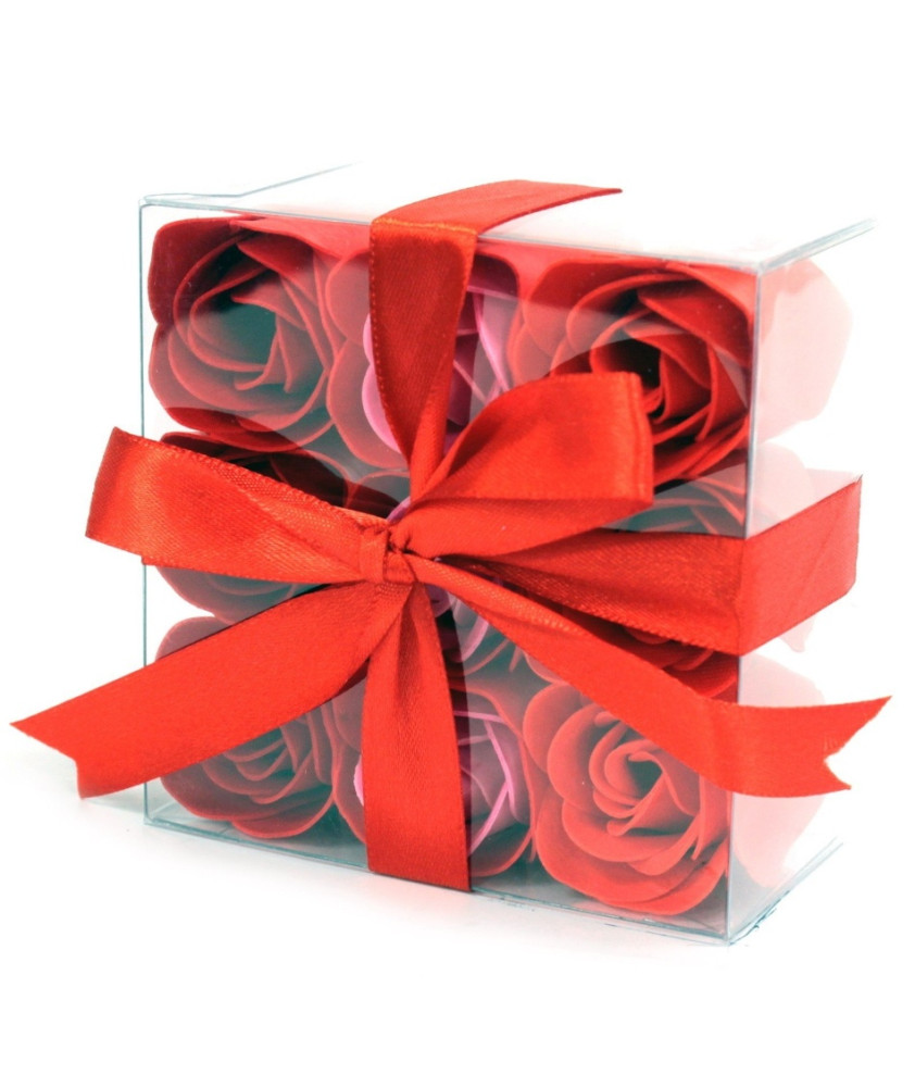 Caixa 9 flores de sabão Rosas Vermelhas