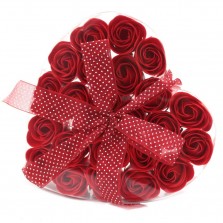 Coração 24 flores de sabão Rosas Rosa