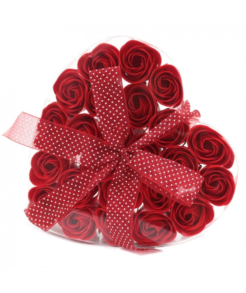 Coração 24 flores de sabão Rosas Rosa Coração 24 flores de sabão Rosas Rosa