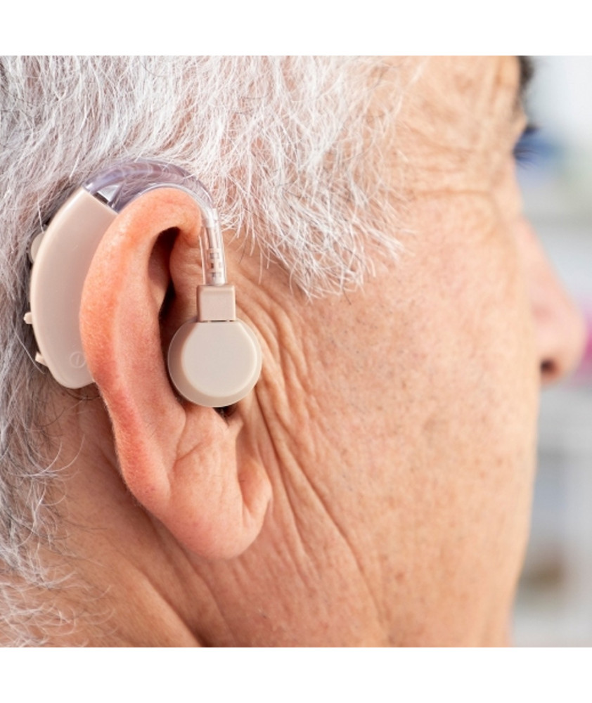Amplificador de som retroauricular com acessórios